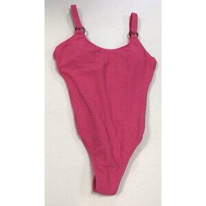 Shade & Shore Women's Pucker High Leg Swimsuit Square Neck Hot Pink M🩷